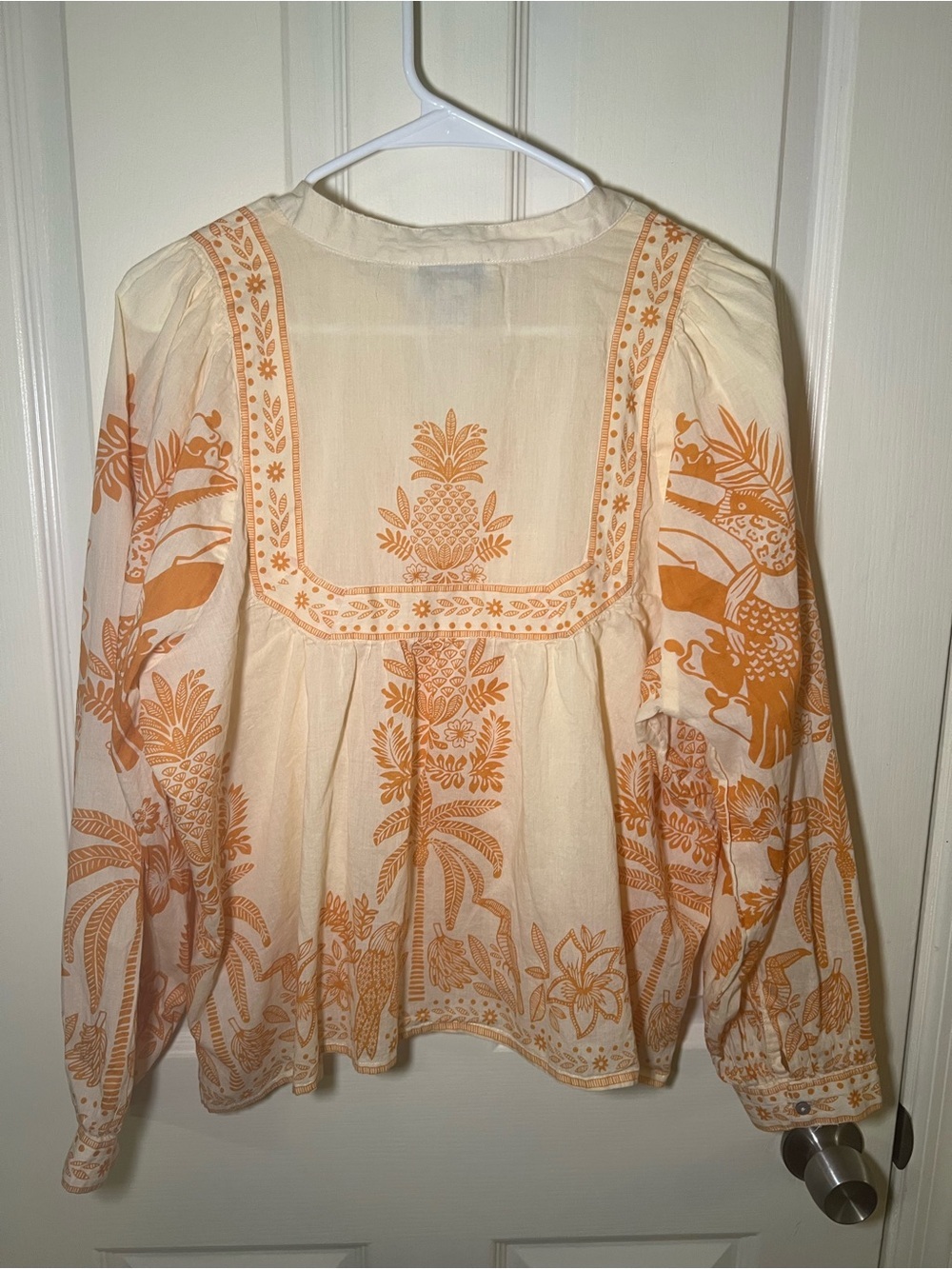 Calypso St. Barth 100% Cotton Tropical Print Peasant Blouse Large Boho - Picture 7 of 8
